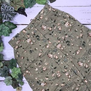Sag Harbor Button Front Floral Midi Skirt Sz S